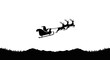 © Murcovyduck - Santa Claus in Sleigh with Reindeer Silhouette Flying Over Snowy Hills