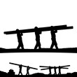 © Sugonde - Silhouettes of Construction Workers Carrying Heavy Beams for Teamwork Concept