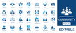 © Mst - Community and social diversity icon set. Includes volunteer work, charity donation, support, trust, unity, and human inclusion elements. Solid  vector design collection.