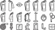 © Precision CAD System - Collection of essential fire safety equipment are elegantly arranged, offering a comprehensive representation of tools vital for safety and preparedness. Emphasizing preparedness and protection.