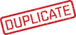 © designboundary - A red distressed rubber stamp with the word DUPLICATE diagonally across a clean white surface
