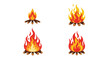 © creativestock - A set of four different campfire illustrations in various flame stages