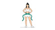 © Dale - Fit young woman in white sportswear standing with a green measuring tape around her waist symbolizing weight loss and health.