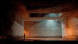 © PikePicture - Man standing alone in an immense concrete structure, illuminated by stark contrasting light and long shadows, capturing concepts of isolation, minimalism, and contemplation