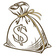 © Hasen - Brown money bag with dollar sign on white background