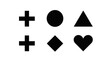 © MST AKHLIMA  - Set of six minimalist black icons with plus, circle, triangle, diamond, and heart shapes Vector