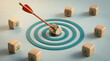 © Myoui - Accurate business targeting depicted by an arrow hitting a bullseye and a user icon, symbolizing strategic success and reaching the right audience
