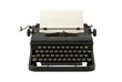 © PNG Lab - Vintage black typewriter with blank paper isolated. Retro writing equipment.