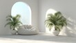 © Puspita - Minimalist interior design with plants and beanbag chair under sunlight