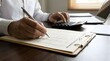 © Sana - corporate, finance, budgeting, accounting, document, revenue, expenses, profit, audit, strategy, Person using calculator and reviewing financial documents for accounting and budget planning