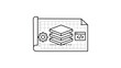 © MDABUOBAIDA - Platform Engineering Blueprint Vector Icon with Editable Stroke. Minimalist line art illustration featuring a technical plan, data stack, gear, and code window for software infrastructure.