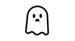 © abi - Minimalist black line art ghost icon with surprised expression