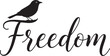 © MD Afzal - Black bird perched on cursive freedom text