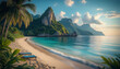 © Александр Никоноров - Deserted Beach with Palm Trees on a Sunny Summer Day Calm Sea and Tropical Vibes