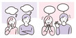 ©  Rice Beige - ママとパパの悩みと解決・喜びセット 会話と相談イラスト シンプルカラー