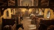© DairotilIrfan - A charming stable interior featuring several horses resting in their stalls, with rustic wooden beams and warm lighting creating a cozy atmosphere