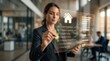 © Masque - Professional using digital checklists and house icons for real estate transactions.