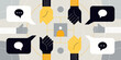 © Rathindranath - Diverse hands with speech bubbles and communication icons vector illustration