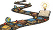 © Thamseer - Education learning path with books and globes