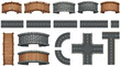 © AbdullahStudio - Isometric road and bridge construction kit, modular wooden and stone bridges, asphalt highway sections and intersections for map design