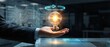© BIZTECHART - Innovative business solutions showcased with a light bulb moment in a modern office environment captured from a creative viewpoint to inspire new ideas