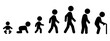 © Chihuahua - Human Life Stages Icon Set Monochrome (Baby to Elderly Growth Process Pictogram)人生の成長過程ピクトグラムセット（赤ちゃんから高齢者まで・モノクロアイコン）