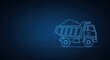 © Moon Guy - Glowing Neon Outline of a Heavy Mining Dump Truck Loaded with Materials on a Dark Blue Background