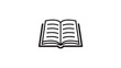 © TAIFUR - Open book icon with bold black outline and horizontal lines, simple premium education concept for learning and reading featuring textbook, study,
