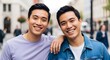 © ArtSync Studio - Two Young Men Smiling Together Outdoors on a City Street
