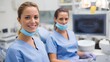 © Ytnart - Two friendly dental professionals smile in a well-lit clinic. Their teamwork emphasizes care and comfort, showcasing a professional environment dedicated to patient health.