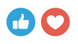 ©     - Thumbs up and heart social media vector icon, like and favorite symbols