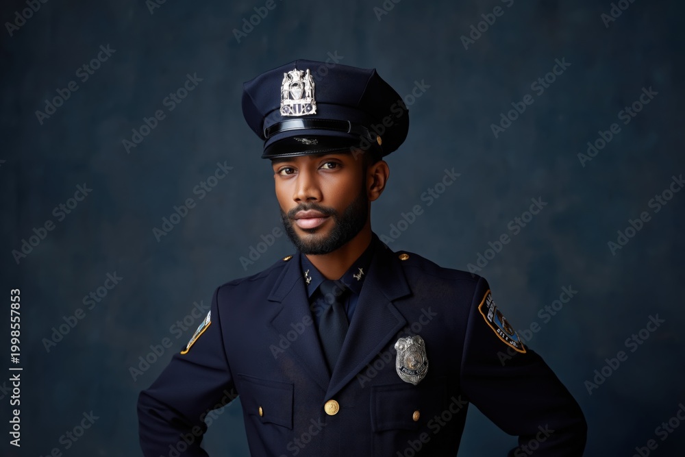 Cop Photography Police officer posing confidently in studio portrait Stock Photo ...