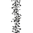 © Soo - Numerous small black gravel stones with rough textures and sharp edges, suspended mid-air against a transparent background, frozen dynamic motion concept