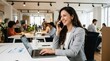 © TheseusStock - Professional Woman Communicating by Phone While Working in Modern Office