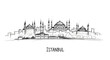 © ERIK - Minimalist Sketch of Istanbul's Iconic Skyline Featuring Historic Mosques and Architectural Landmarks