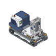 © Fais - Isometric view of a futuristic tracked vehicle with a modular cargo system.