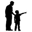 © Dhani - Silhouette of Father and Son Pointing Together.