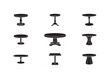© md - Black and white icons of various coffee tables and round tables