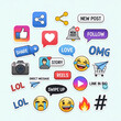© Maroj - Social media marketing icons and engagement elements sticker collection