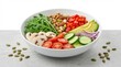 © Ahmad - Delicious and Healthy Salad Bowl with Fresh Vegetables and Nuts, Perfect for a Nutritious Meal.