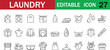 © Parul - Editable laundry icon set with clean outline style featuring washing, drying, ironing, and garment care elements for modern UI, web, and print design projects. Collection includes washer, detergent,