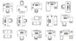 © Nza - Collection of office desk top down views and side views.