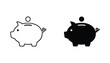 © Deshi - Piggy bank savings icon set featuring financial growth symbols in both clean line art and solid black graphic styles for banking and investment apps