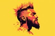 © SOLOMONJAYAJAYAJAYA - Silhouette profile portrait of a man with vibrant punk hairstyle and stubble beard