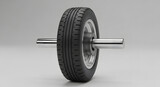 Black exercise wheel with metal axle