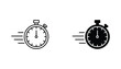 © Pixel - Fast stopwatch icon with motion speed lines for time management and countdown timer application