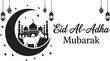 © Zakir - Eid aladha mubarak greeting card design with crescent moon and mosque