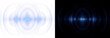 © Oleksandr - Futuristic blue radar waves spreading across the composition with glowing signal lines. Digital wireless communication interface.