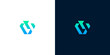 © anello - Modern abstract geometric V letter logo icon with gradient blue and green colors on white and dark backgrounds