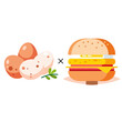 © freelance - Breakfast Ingredients & Burger Meal Flat Vector Illustration
